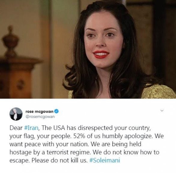 Роуз Макгоуэн – иранцам: «Прошу вас – не убивайте нас!»