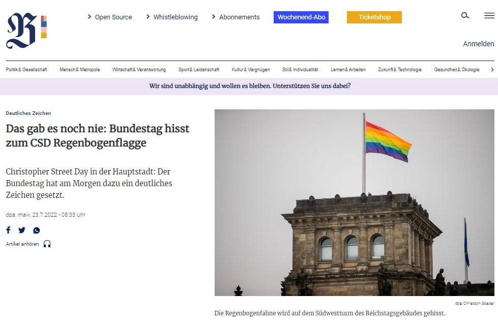 Такого еще не было: над Бундестагом поднят радужный флаг
