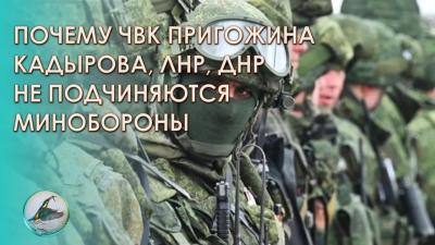 Почему подразделения Пригожина, Кадырова, ДНР, ЛНР не подчиняются минобороны?