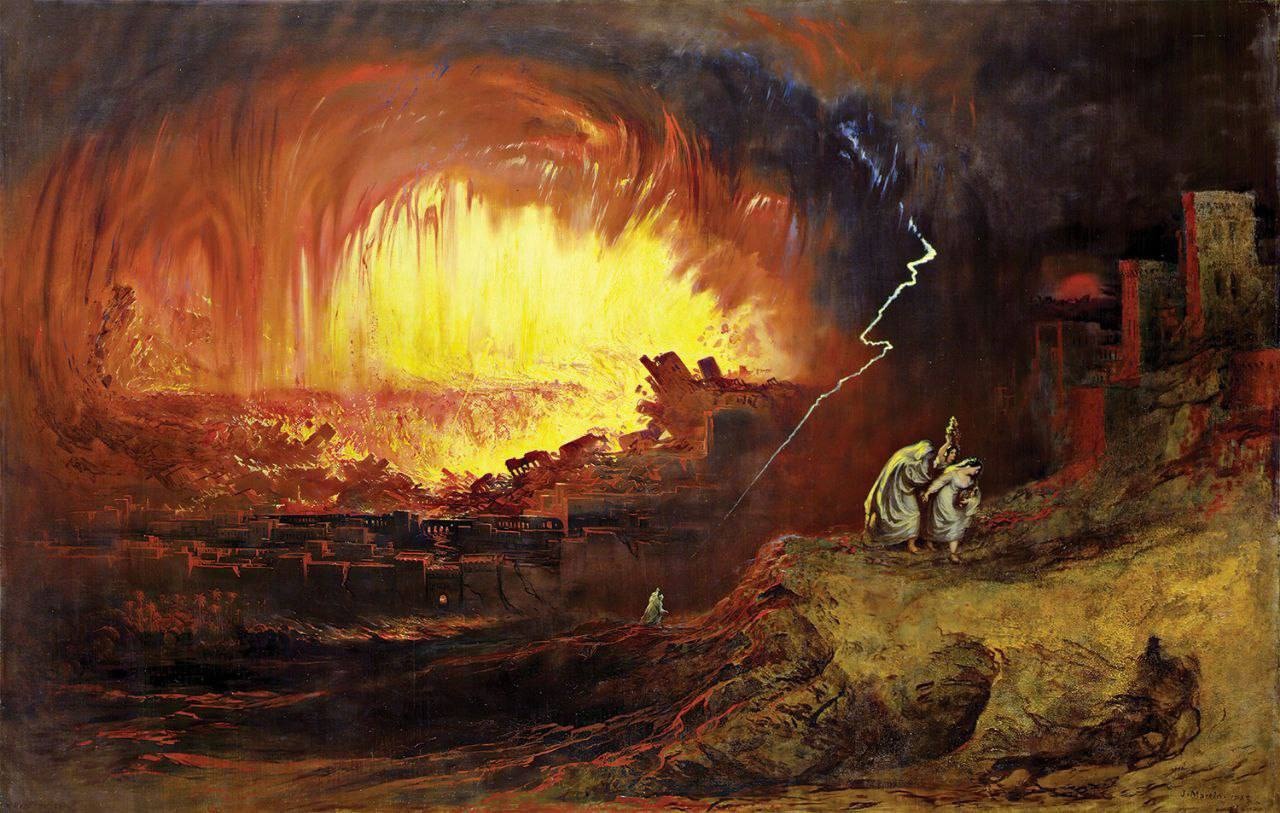 Картина, изображающая уничтожение Содома и Гоморры, автор Джон Мартин, 1852 год.