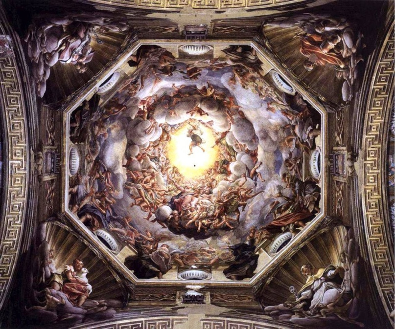 Антонио да Корреджо — «Вознесение Богоматери», 1526–30, фреска на куполе Пармского собора.