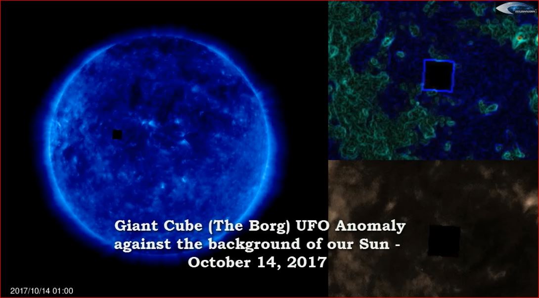 Гигантский Куб (The Borg) НЛО Аномалия на фоне нашего Солнца - 14 октября 2017