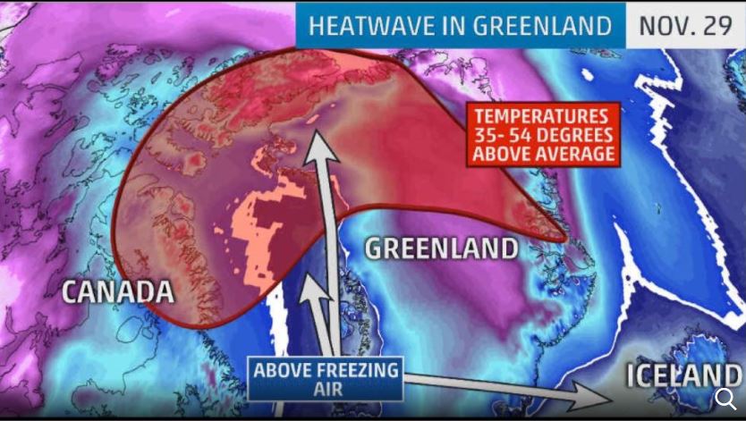 Более 50 градусов: Аномальное забрасывание тепла в Гренландии
