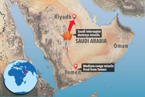 Саудовская Аравия перехватила ракету, летевшую в королевский дворец.