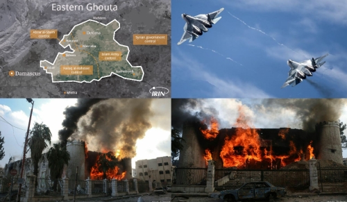 Су-57 сутки ровняют с землей базы террористов в восточной Гуте.