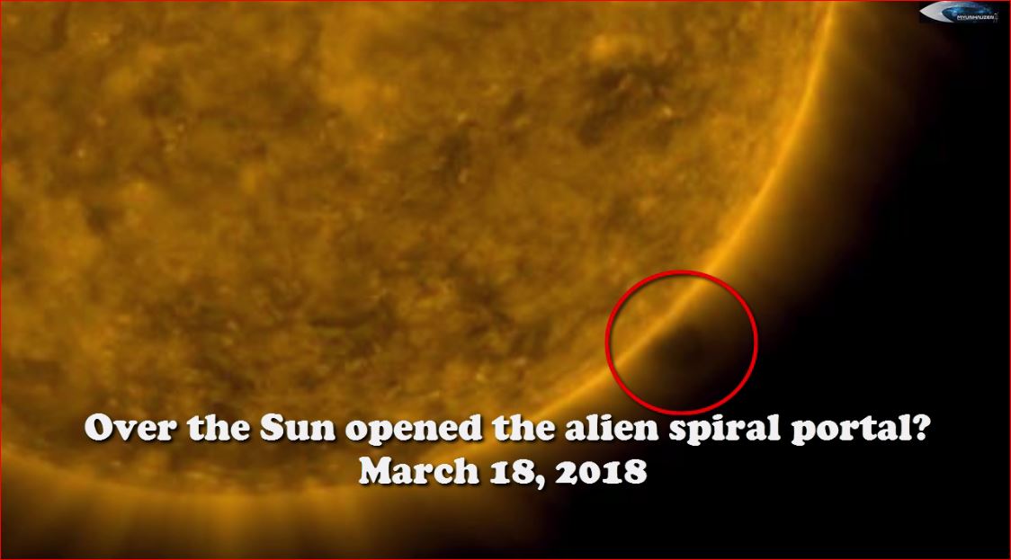 Над Солнцем открылся инопланетный спиральный портал? 18 марта 2018