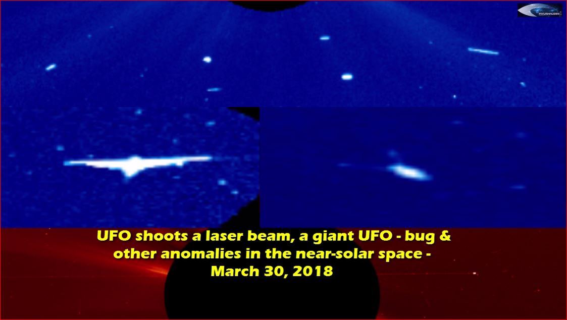НЛО стреляет лазерным лучом, гигантский НЛО - жук и другие аномалии в околосолнечном пространстве - 30 марта 2018