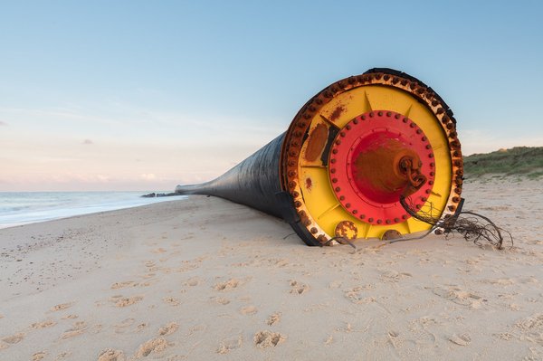 Гигантские 100-метровые чёрные трубы выбросило на британский пляж