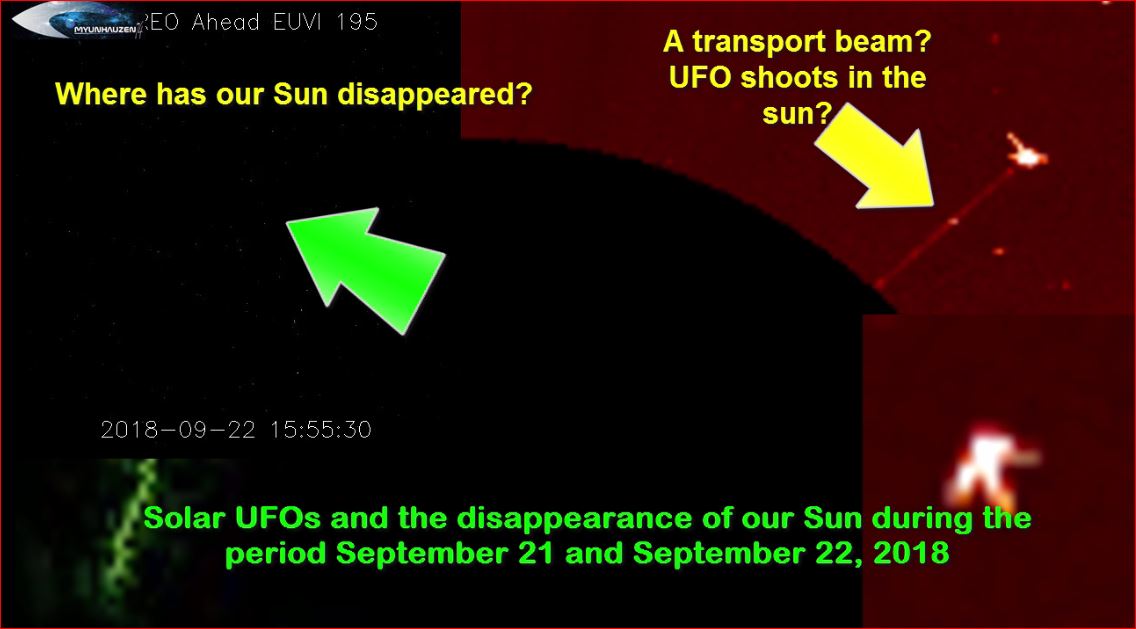 Солнечные НЛО и исчезновение нашего Солнца в период 21 сентября и 22 сентября 2018