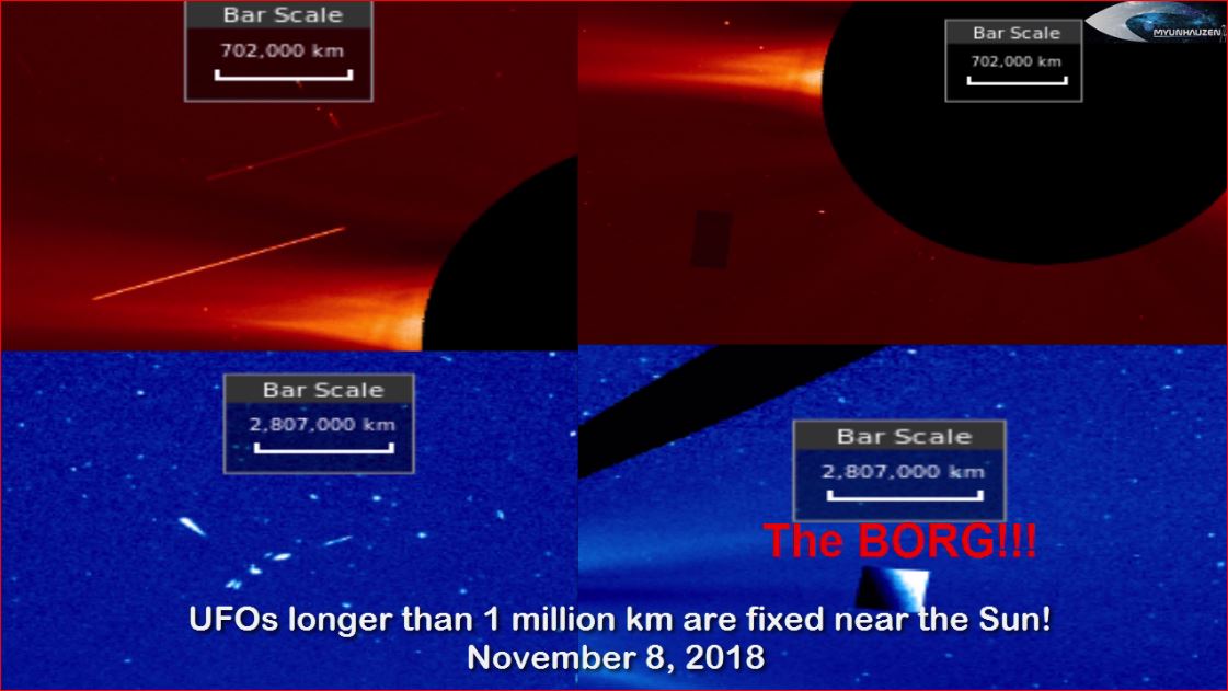 НЛО длинной больше 1 миллиона км зафиксированы возле Солнца! 8 Ноября 2018