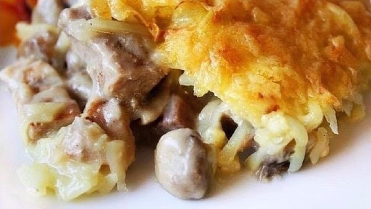 Курица с грибами запечённая под картофельной шубой Настоящий шедевр кулинарного искусства
