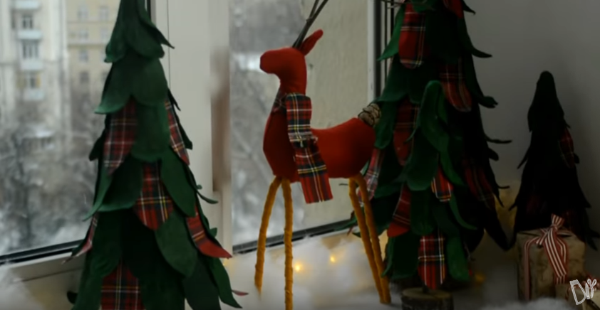 новогодний декор в скандинавском стиле/Основа для елки своими руками /Томте и олени