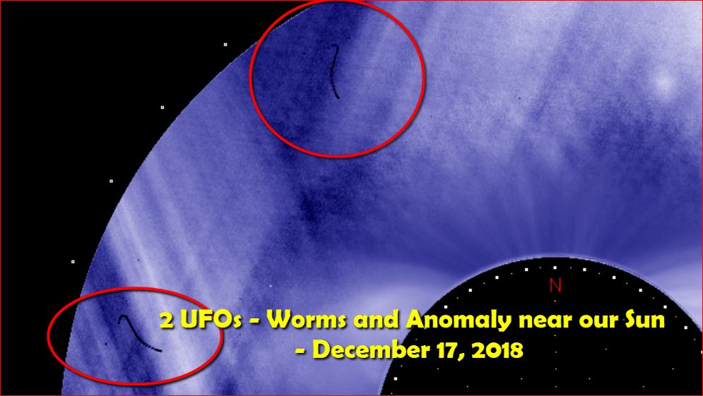 2 НЛО - Червяки и Аномалия возле нашего Солнца - 17 декабря 2018
