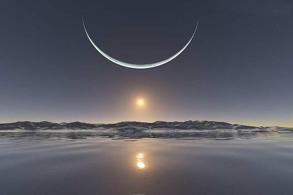 Восход солнца на Северном полюсе.