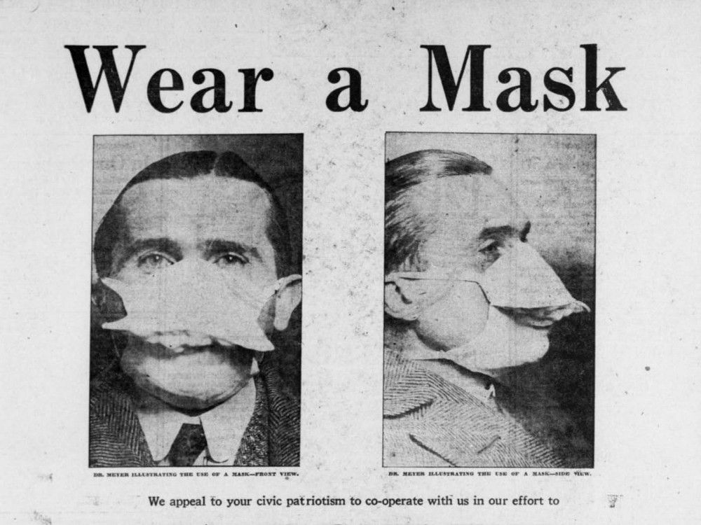 Использование масок во время пандемии испанского гриппа, 1918 г.