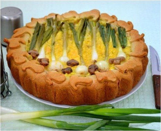 Пирог с зелёным луком и грибами от Юлии Высоцкой.