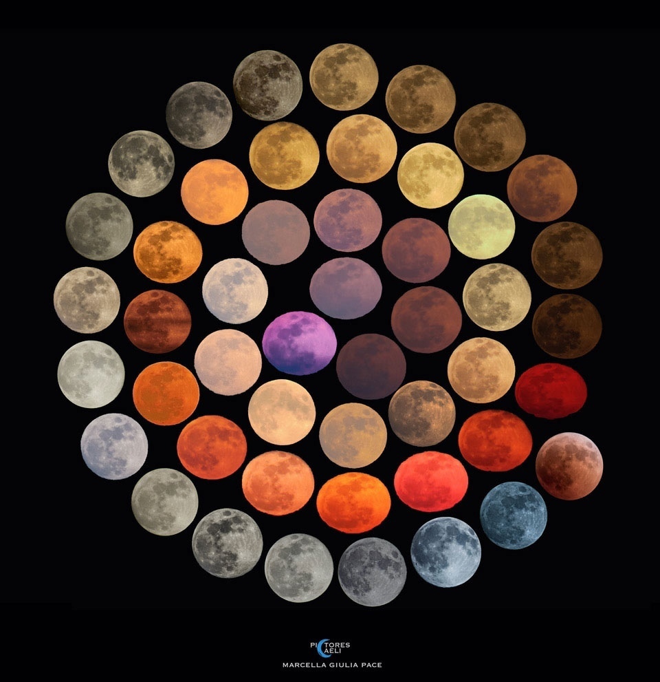 48 разных оттенков луны, все фотографии сделаны в течение 10 лет