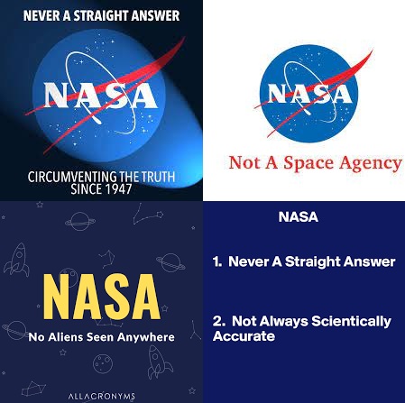 Десятки расшифровок аббревиатуры NASA на английском.