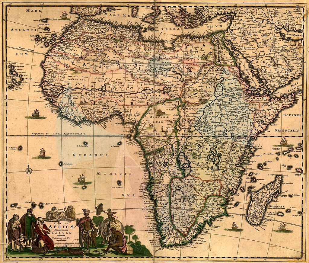Карта 1688 года. На месте Сахары - города и реки.