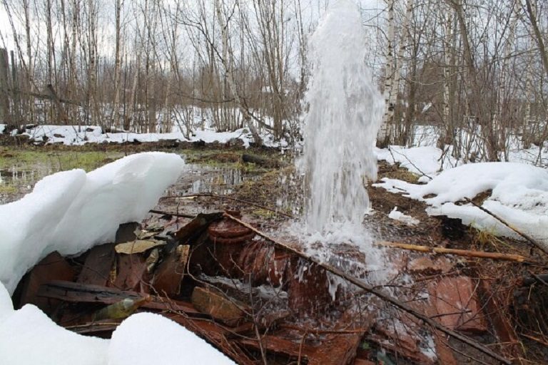 В Тверской области из недр земли бьет фонтан
