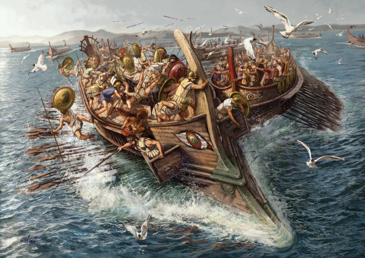 Гавань, где греческие корабли готовились к битве при Саламине
