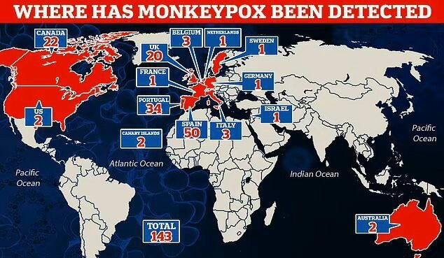 Распространение оспы обезьян по миру