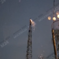 На северо-западе Москвы загорелась радиотелевизионная башня