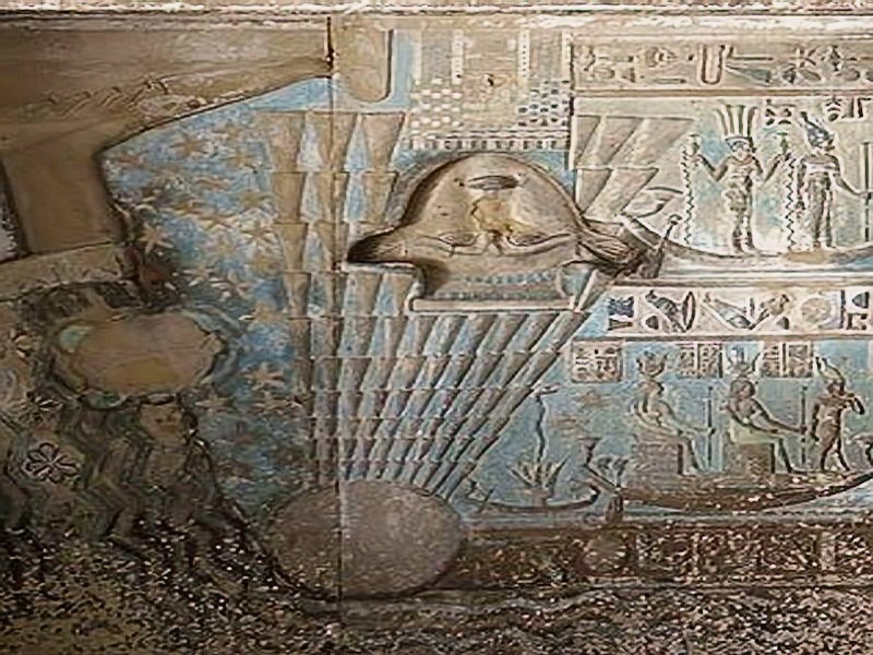 Рисунок на одной из стен храма Дендера, Египет