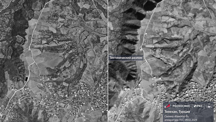 Тектонический разлом после землетрясения в Турции виден из космоса