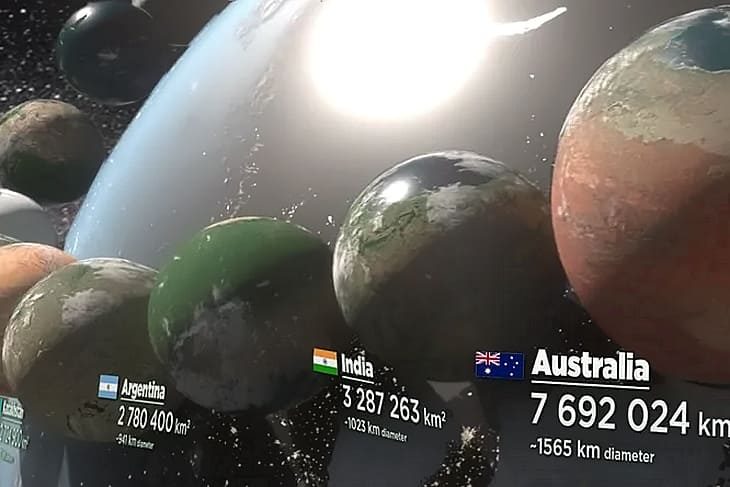 Необычная точка зрения: как бы выглядели страны мира, если бы были планетами.