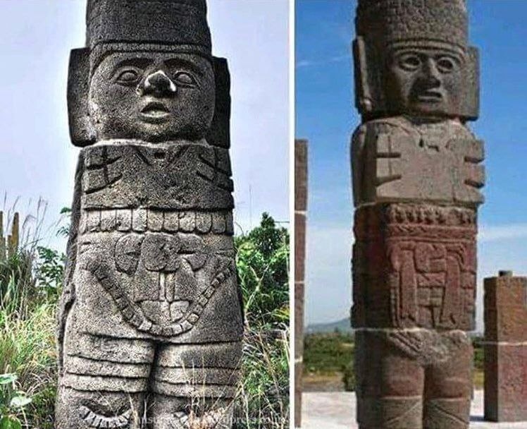 Статуи из японской Окинавы и из мексиканской Тулы.