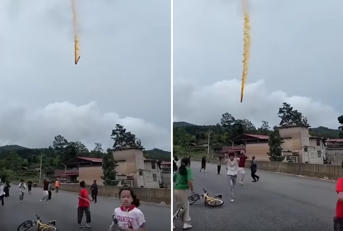 Китайский спутник успешно достиг орбиты, но первая ступень ракеты упала возле деревни, напугав местных жителей
