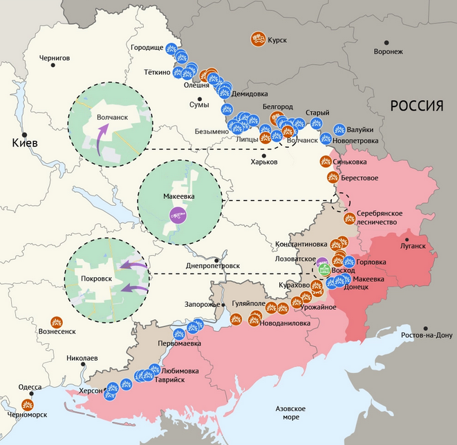 Карта боевых действий в зоне СВО на 12 июля 2024
