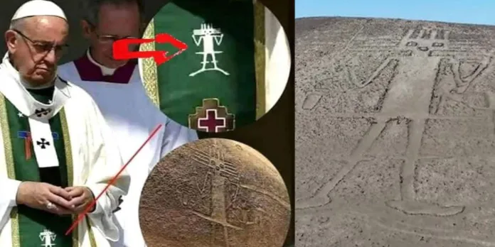 Почему на обложке Папы Римского изображен инопланетный символ? Этот символ — Атакамский гигант, рисунок возрастом 3000 лет.
