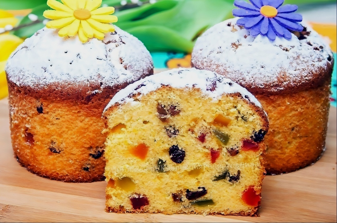 Быстрый пасхальный кулич без дрожжей