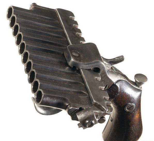 10-зарядный французский пистолет середины XIX века.