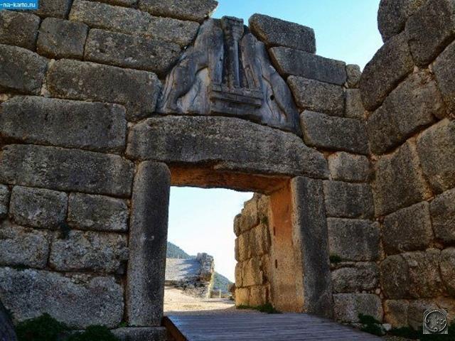 Львиные ворота в Микенах, Греция.