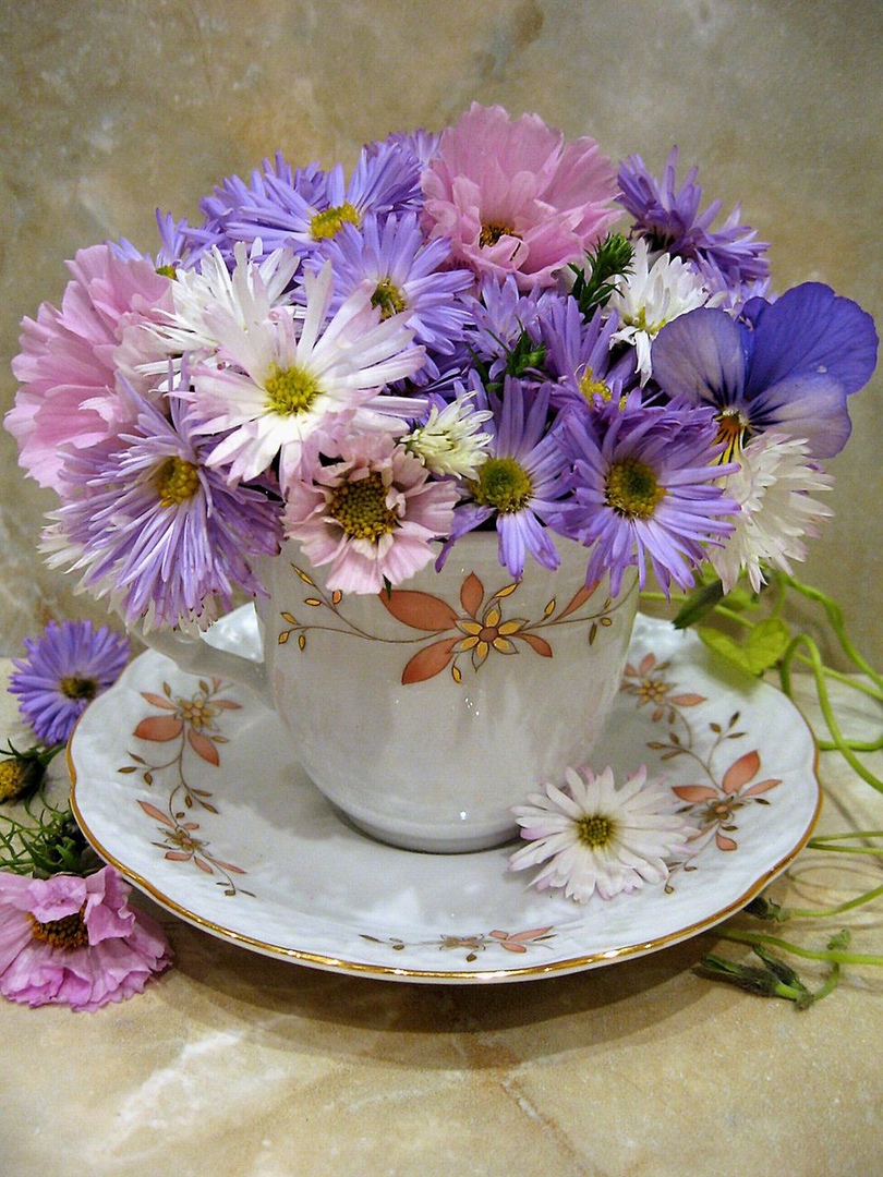 Цветы в чашке