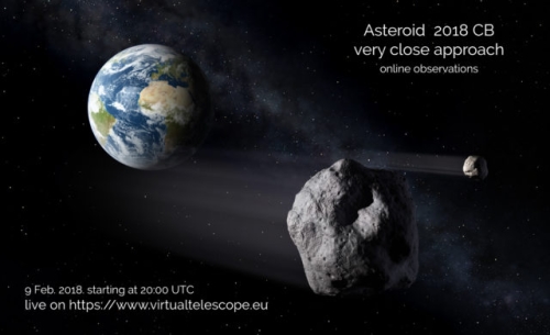Астероид 2018 CB, диаметром до 39 метров, 9 февраля будет в 5 раз ближе к Земле, чем Луна.