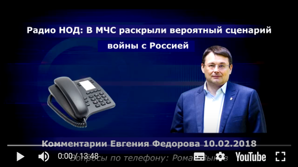 Радио НОД: В МЧС опубликовали анализ войны с Россией. Комментарии ЕВГЕНИЯ ФЁДОРОВА  10.02.2018