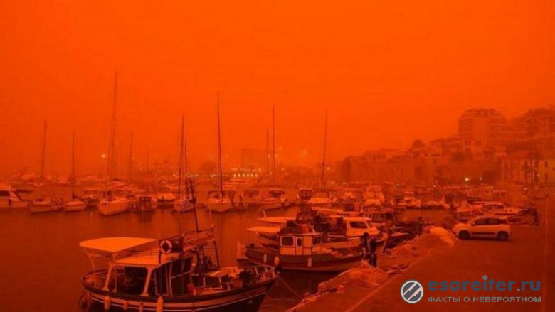Африканская Пыльная Буря Пришла На Остров Крит, Окрасив Воздух В Красный Цвет
