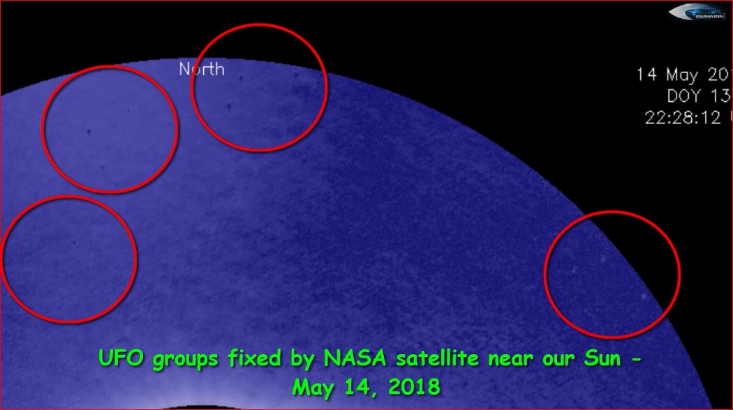 Группы НЛО зафиксированы спутником NASA возле нашего Солнца - 14 мая 2018