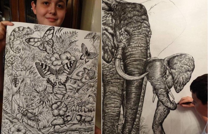 Сербский подросток рисует потрясающие портреты животных с помощью простого карандаша или шариковой ручки