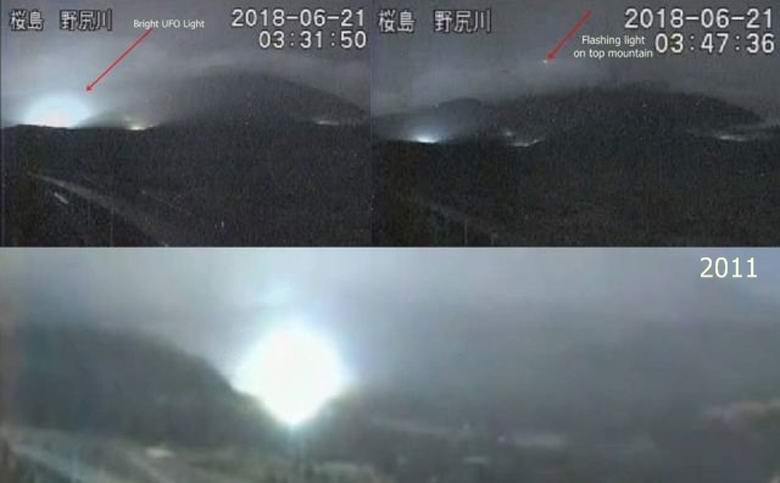 Таинственные огни над японским вулканом предвещают разрушительное землетрясение