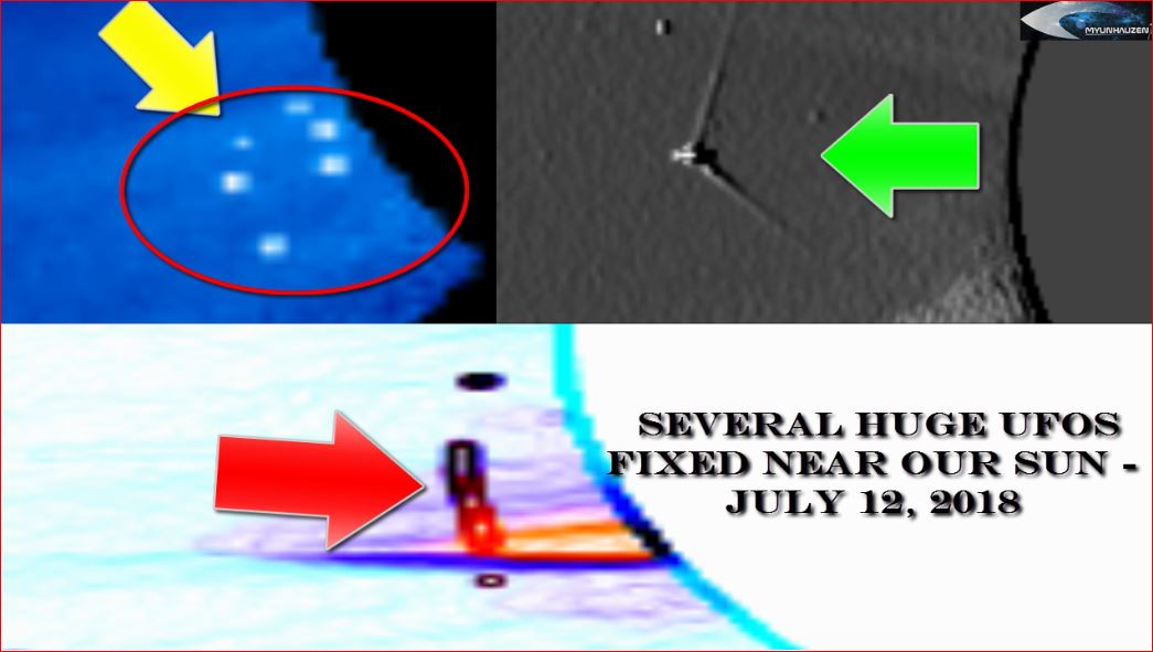 Несколько Огромных НЛО зафиксировано возле нашего Солнца - 12 июля 2018