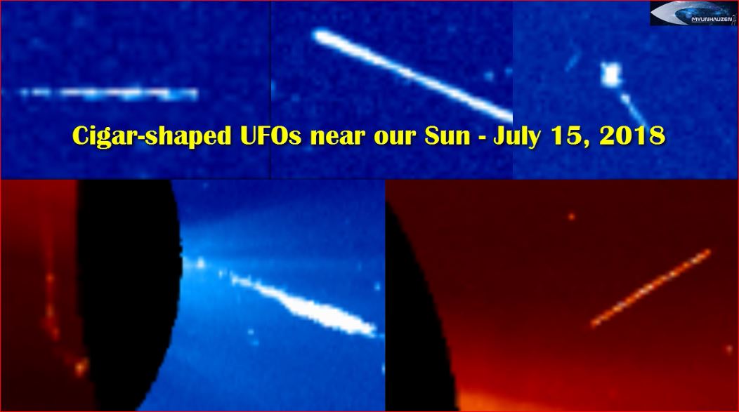 Сигарообразные НЛО возле нашего Солнца - 15 июля 2018