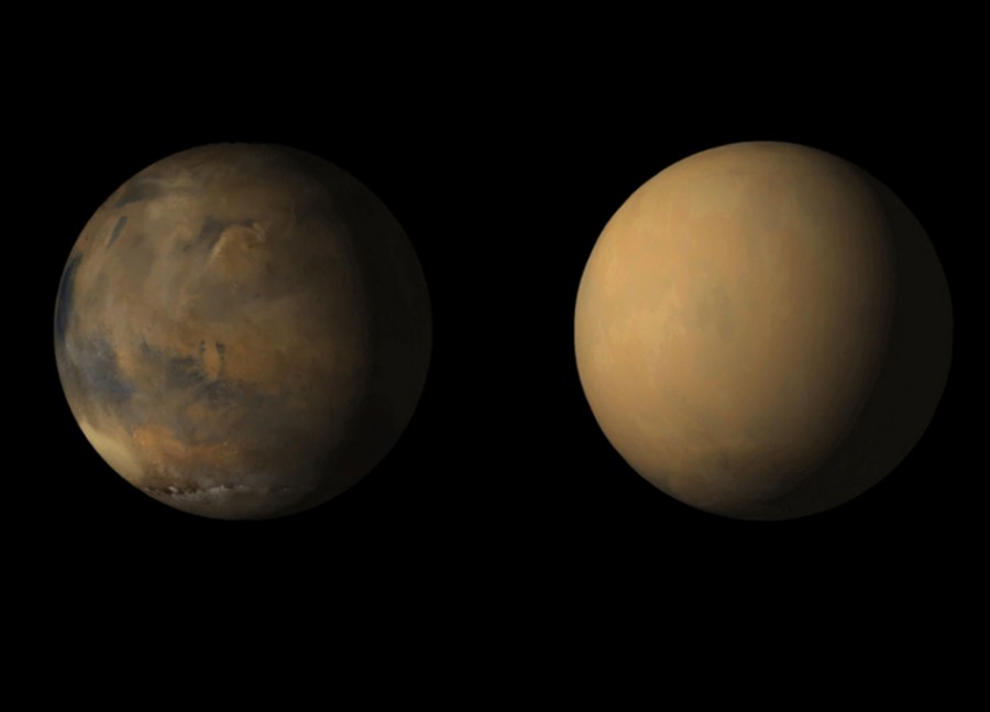 Марс до и во время глобальной пылевой бури