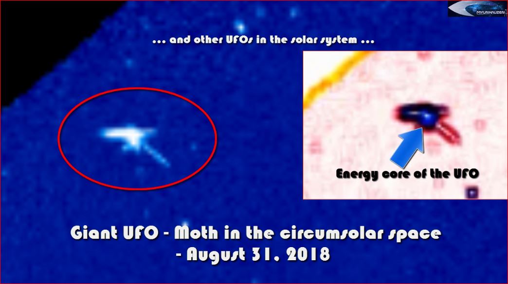 Гигантский НЛО - Мотылек в околосолнечном пространстве - 31 августа 2018