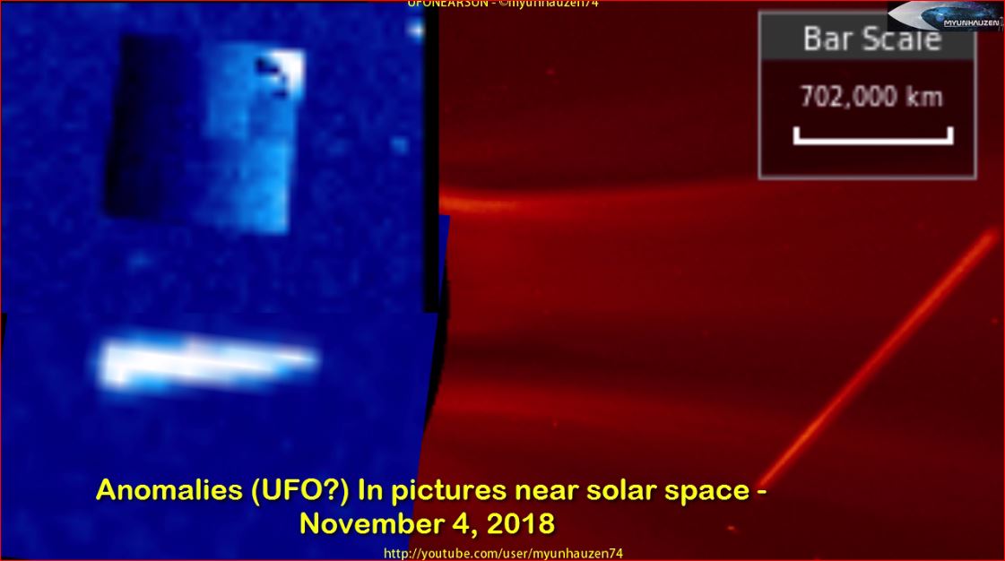 Аномалии (НЛО?) на снимках около солнечного пространства - 4 ноября 2018