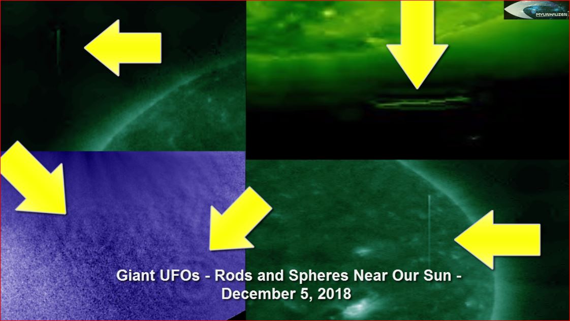 Гигантские НЛО - Стержни и сферы возле нашего Солнца - 5 декабря 2018